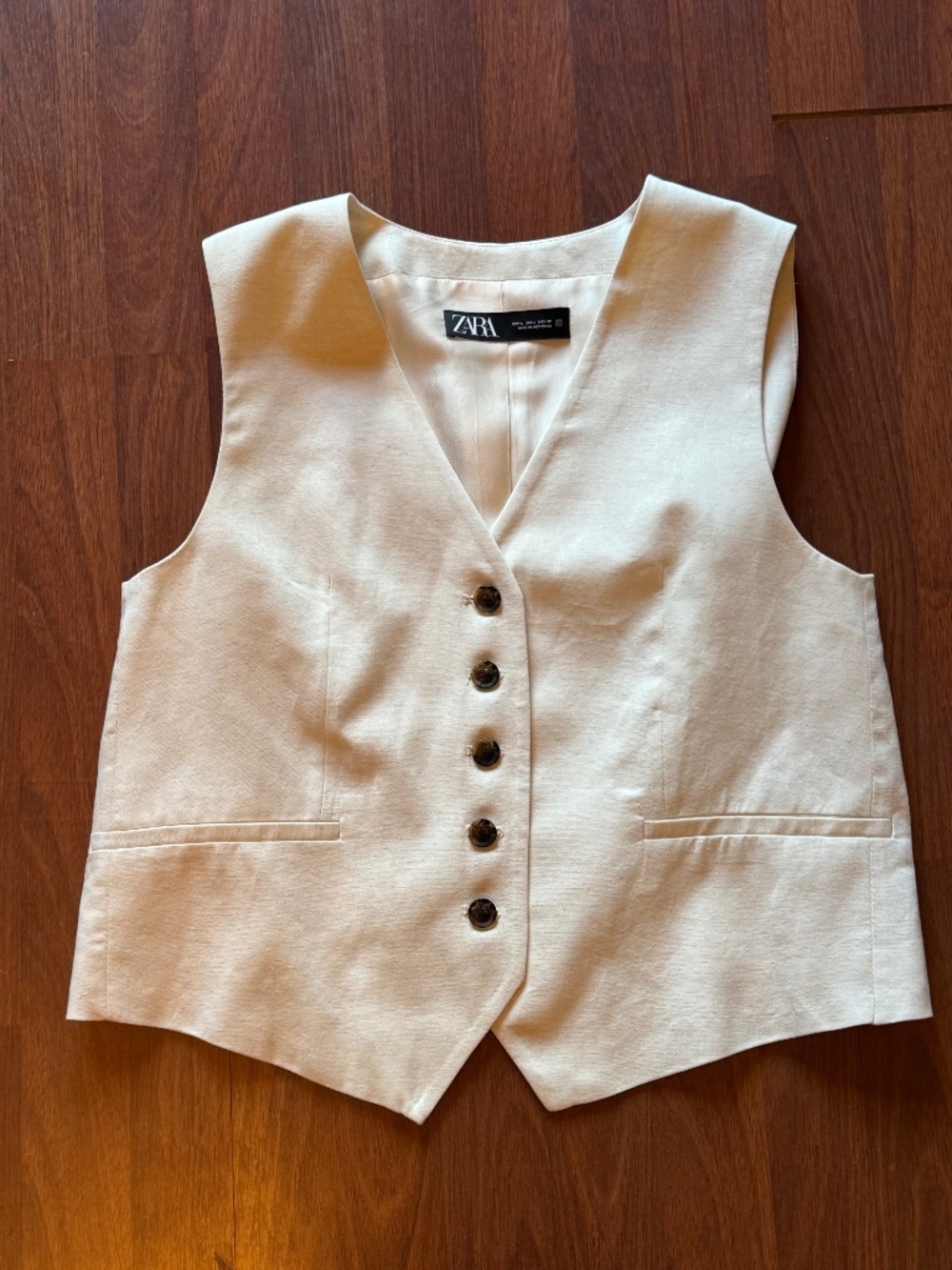 Zara Off White Tailored Waistcoat Vest -Sz. Large - EUC
